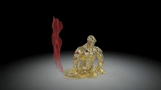 amazing 3D houdini melting gold alien model simulation FX