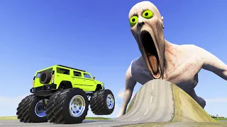 Epic Escape From The Shy Guy (SCP-096) | Yellow Monster Truck VS Giant Bulge | Horror BeamNG.Drive