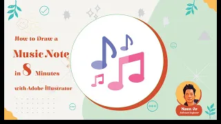 👀 8 Minutes : Adobe Illustrator Design Tutorials | Music Note - 📢 How To Draw A Music Note Icon.