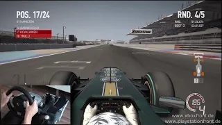 F1 2010 Bahrain Gameplay (PIP) with Fanatec Wheel (Directfeed) Xbox 360 PS3