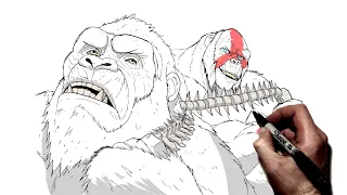 How To Draw Kong vs Skar King | Step By Step | Godzilla X Kong