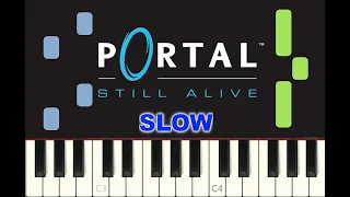SLOW piano tutorial "STILL ALIVE" from Portal video game, Ellen McLain, 2007, with free sheet music
