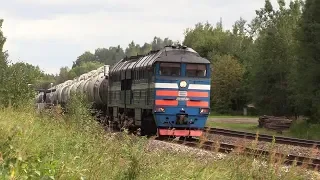 Тепловоз 2ТЭ116УП-0001 на о.п. Нелиярве / 2TE116UP-0001 at Nelijärve stop