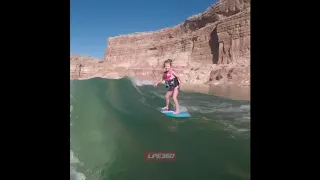 Little girl wakesurfing