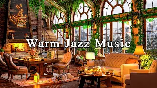 Jazz Relaxing Music & Warm Crackling Fireplace for Work, Unwind ☕ Soothing Jazz Instrumental Music
