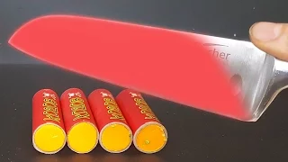 Crazy EXPERIMENT: Glowing 1000 degree KNIFE VS FIRECRACKERS