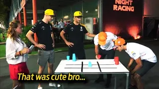 McLaren vs Renault noughts and crosses cup flip challenge