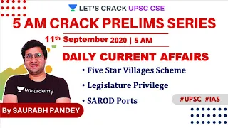 11-Sept-2020 | 5 AM Crack Prelims Series | Daily Current Affairs for UPSC CSE/IAS | Saurabh Pandey