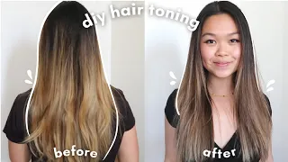 TONE YOUR HAIR AT HOME | Brassy to Ashy Balayage, Under $10, Using Wella T18