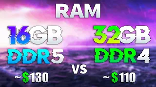 16GB DDR5 vs 32GB DDR4 - Test in 1080p and 4K