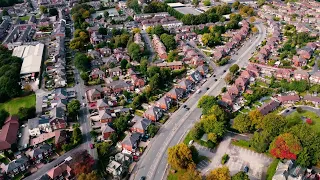 Crompton Way between Tonge Moor Road and Blackburn Road, Bolton, England - 4K Drone Footage