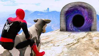 GTA 5 Random Portals #61 (Spider-Man Jumping Into Black Hole Ragdolls)