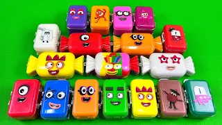 Finding Numberblocks with CLAY inside Suitcase, Big Candy Coloring! Satisfying Video ASMR