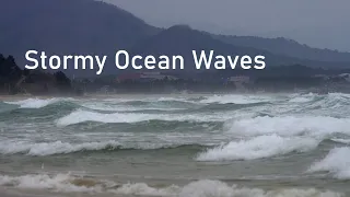 Rough Ocean Waves Crashing & Strong Wind from Sunrise to Sunset - 12 Hours No Loops 4K UHD ASMR