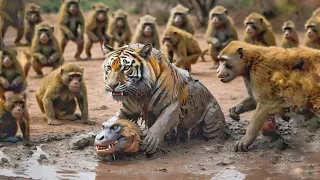 This Tiger Killed A Komodo Dragon in Front Of 20 Monkeys