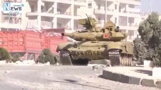 Т 90 ведет бой в  Алеппо