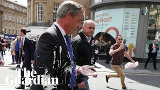 Nigel Farage hit by milkshake while campaigning in Newcastle