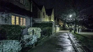 Walking in Bourton-on-the-Water on a Rainy Night || Cotswolds