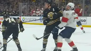 Charlie McAvoy likes hitting opposing players in the head