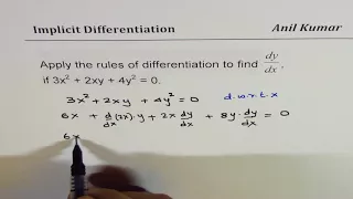 Implicit Differentiation 3x^2 + 2xy + 4y^2  Calculus MCV4U