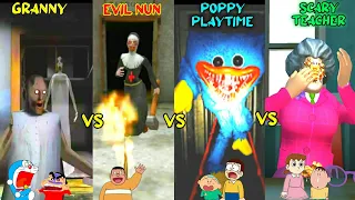 Granny vs Evil Nun vs Poppy Playtime vs Scary Teacher 3D With Doraemon And His Friends |