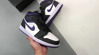 Air Jordan 1 Mid White Black Purple 554724 095