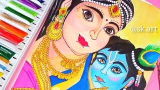 How to draw mother's day painting ❤️ krishna and Yashoda maa drawing #tutorial #krishna #art