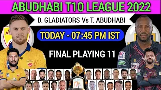 Abudhabi T10 League 2023 - 2nd Match। Team Abudhabi Vs Deccan Gladiators Playing 11 2023। DGL VS AD।