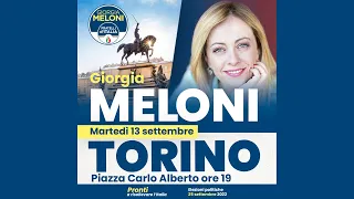 Adesso in diretta Giorgia Meloni interviene da Torino. Non perdetela!