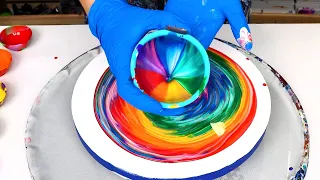 I Poured 14 Colors in a FUNNEL 😲 AMAZING Results 🌈 RAINBOW Swirl  ~ Acrylic Pouring ~ Abstract Art