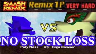 Smash Remix - Classic Mode Remix 1P Gameplay with Polygon Ness (VERY HARD) No stock loss