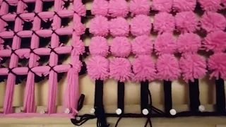 How to tie a pom pom loom blanket. How to tie and cut a turnover pom pom top blanket.