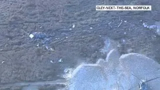 Aerial footage of U S  military Pave Hawk helicopter crash site