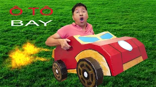 Đồ Chơi Ô Tô Chạy Bằng Chân | Làm Cho Bé Bắp Ô Tô Bay Người Sắt – DIY Car Toy with cardboard