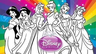 Disney Princesses Colouring Book Pages All Together Menggambar Dan Mewarnai Putri Disney