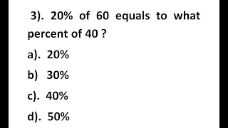 Solve Percentage Question | 20% of 60 equals to what percent of 40? | NTS MCQS