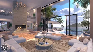 Ocean Villa Lounge | Day & Sunset Ambience | Beach Waves & Tropical Nature Sounds