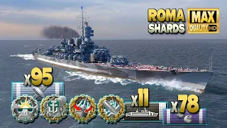 Battleship Roma gets in trouble on map Shards - World of Warships