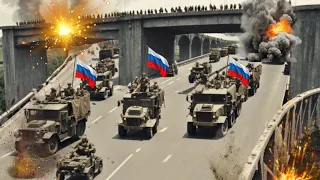 THE BRIDGE IS A TRAP! Russian armored convoy is blown up by Ukraine on bridge