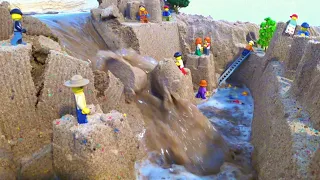 LEGO DAM BREACH AND HUGE SAND CASTLE