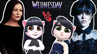 Morticia Addams Vs Wednesday Addams Vs My Talking Angela 2 ☠️ Cosplay Dance 🩰 Addams family Makeover