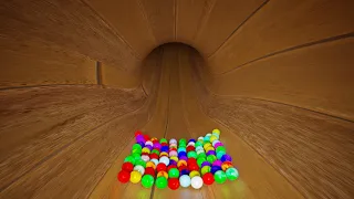 MARBLE RACE in WOODEN TUNNEL - SATISFYING