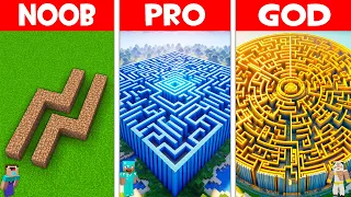 NEW GIANT MAZE BUILD CHALLENGE in Minecraft NOOB vs PRO vs GOD!