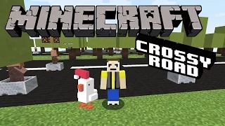 Let's Play MINECRAFT CROSSY ROAD!  Watch out for the TRAAAAIIIN!!!