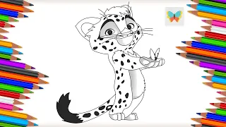 Как нарисовать Лео с бабочкой из мультика Лео и Тиг | Рисуем и Учим Цвета | Coloring Kids