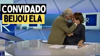 JORNALISTA É AGARRADA AO VIVO POR CONVIDADO