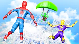 GTA 5 Rainbow Spiderman Parachute Jumps/Fails (Euphoria Physics/Ragdolls)