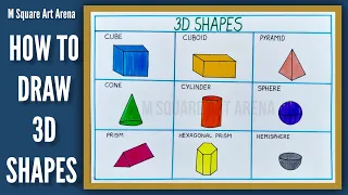 3D Shapes Drawing for Kids Learning | 3D Shapes Drawing | Mathematics shapes Drawing & Name