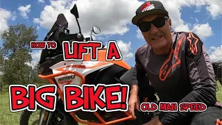 Pick up an adventure bike! Tutorial video on how to lift your big bike