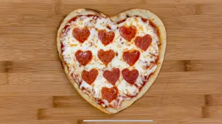 Homemade heart-shaped pepperoni pizza 🍕❤️ #homemade #pizza #baking